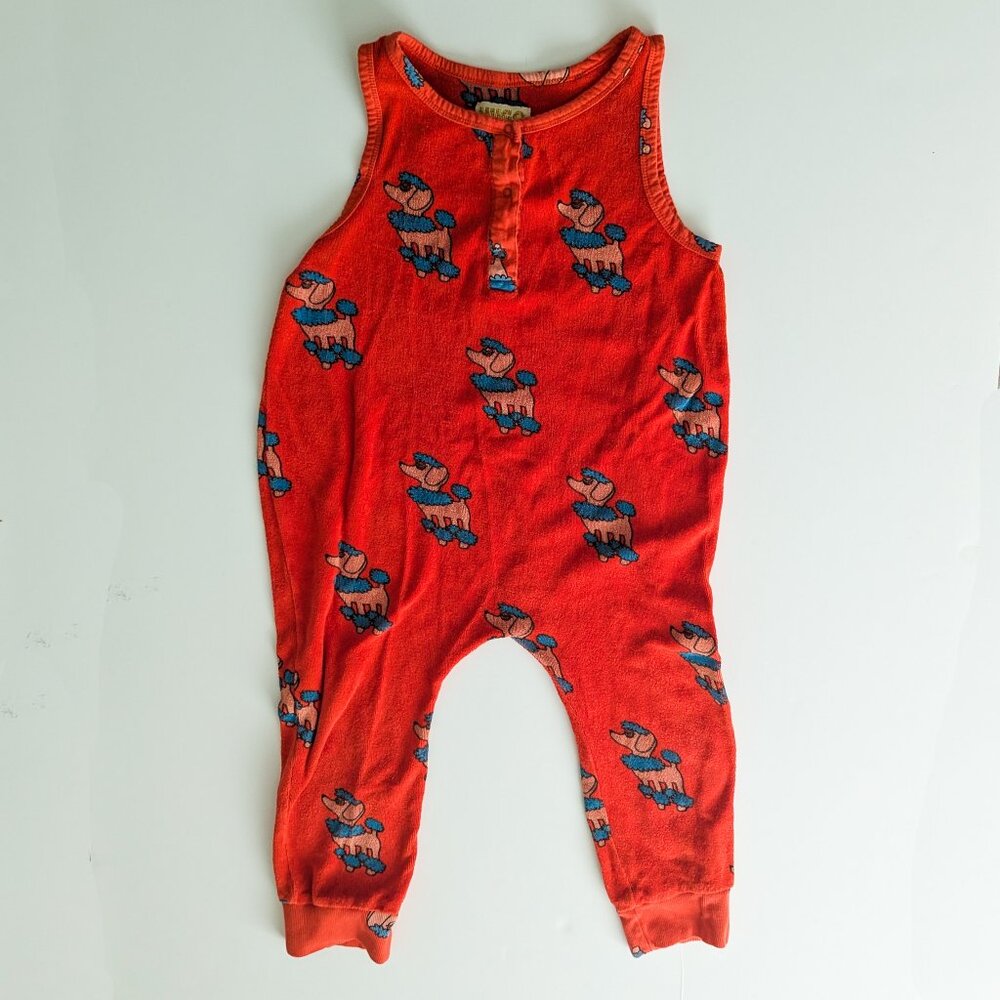 Hugo Loves Tiki Red Poodle Terry Romper 8T FLAWED